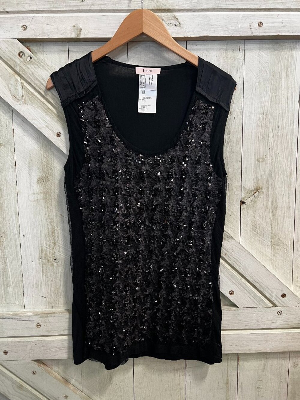 Laurel Black Sleeveless Sequin Tank Top Size 8